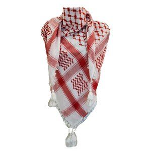 Houndstooth scarf, Keffiyeh, Arafat Hatta, cotton wide scarf with tassels, Shema